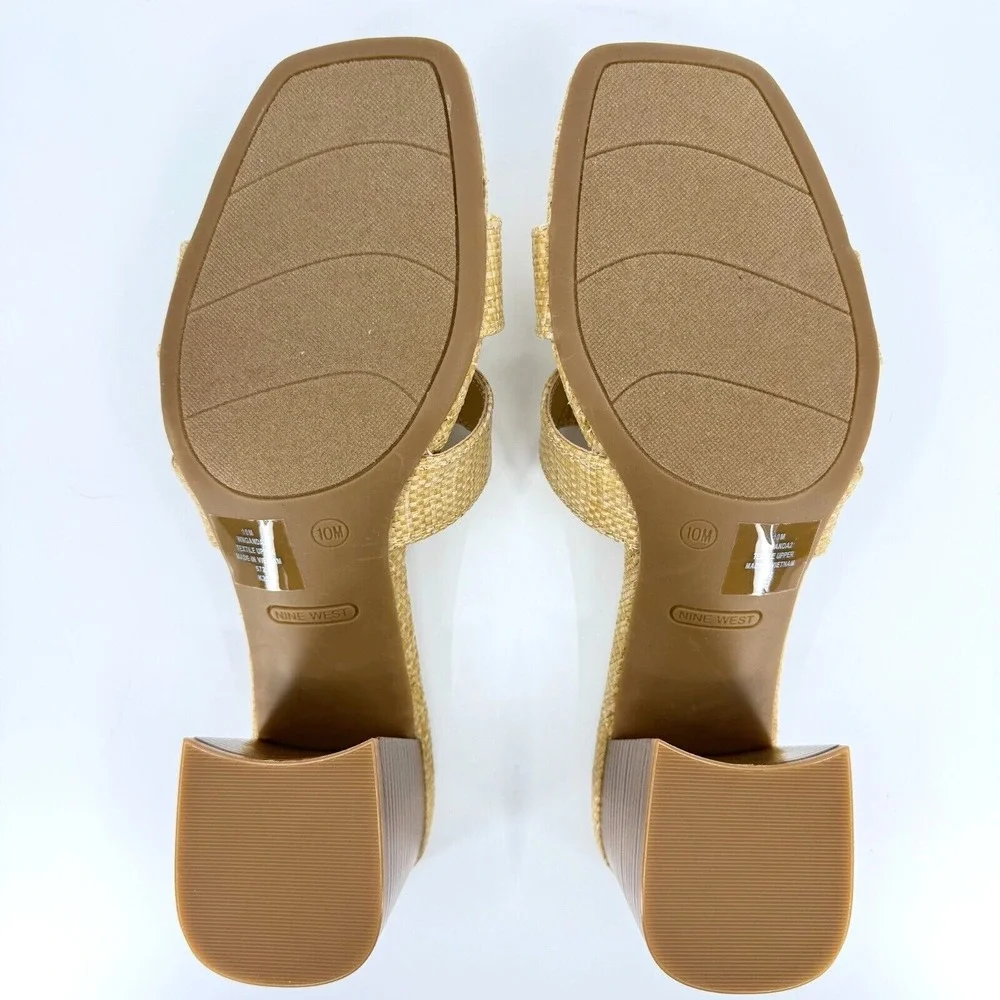 NEW (BOX, NO LID) - Nine West Women's‎ GANDA2 Tan Woven Block Heel 10 Medium WN